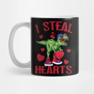 I Steal Hearts Valentines Day Dinosaur T-Rex Mug